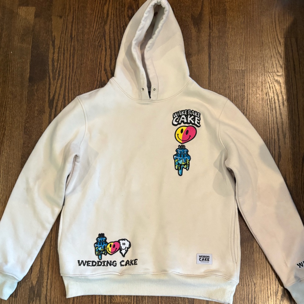 Wedding Cake All Gas White Hoodie with Graphic Patches